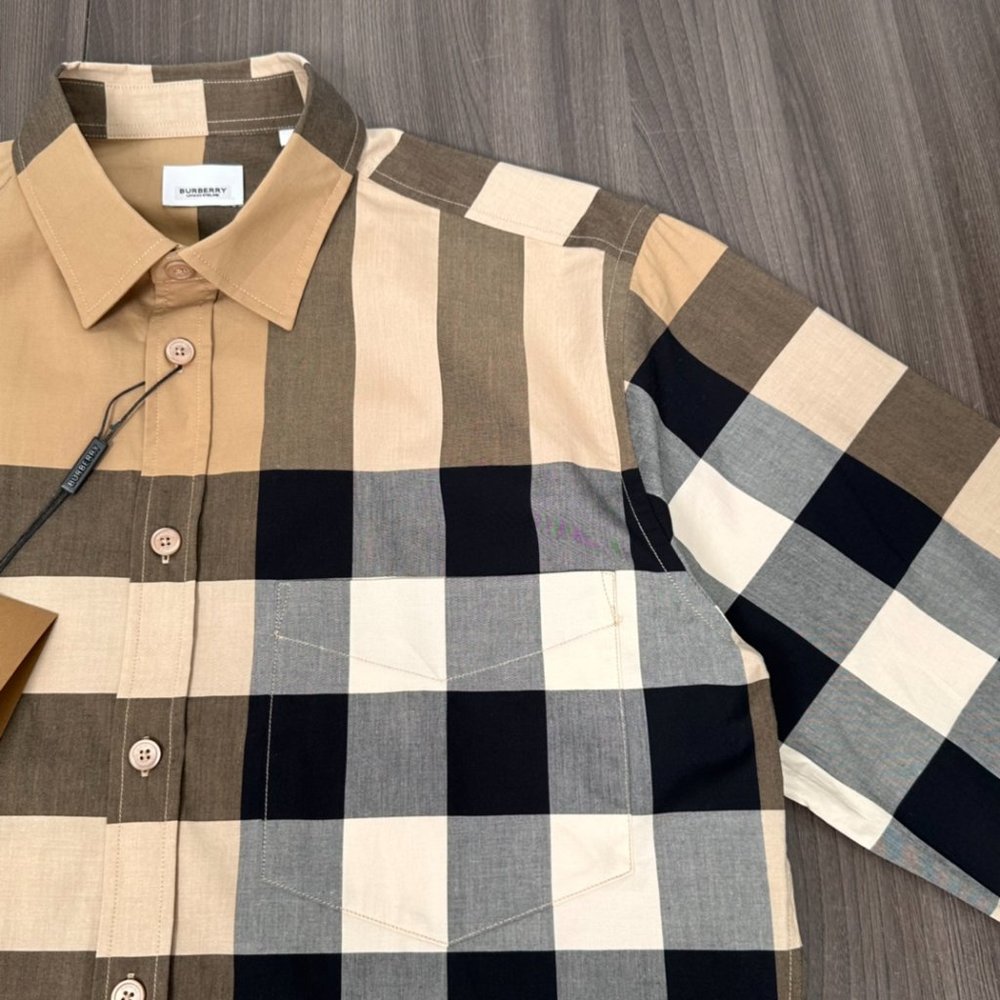 NWT size:M Burberry classic plaid stretch cotton poplin long-sleeved shirt - Picture 4 of 10